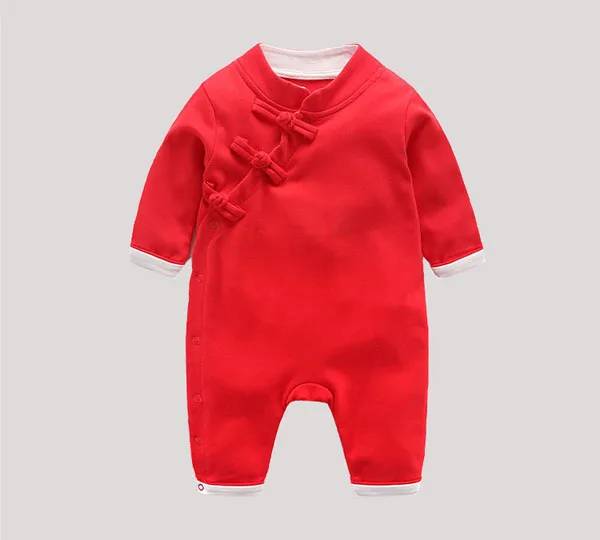 Комбинезон для новорожденных мальчиков и девочек с длинными рукавами хлопковый костюм для скалолазания в китайском стиле