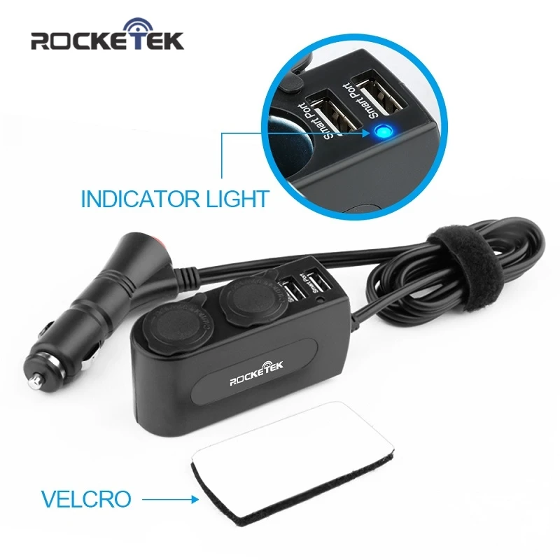 Rocketek USB متعدد المنافذ شاحن سيارة الذكية IC 2 USB 3.1A 2 مقبس ولاعة السجائر الهاتف محول اكسسوارات ل Xiaomi سيارة-شاحن