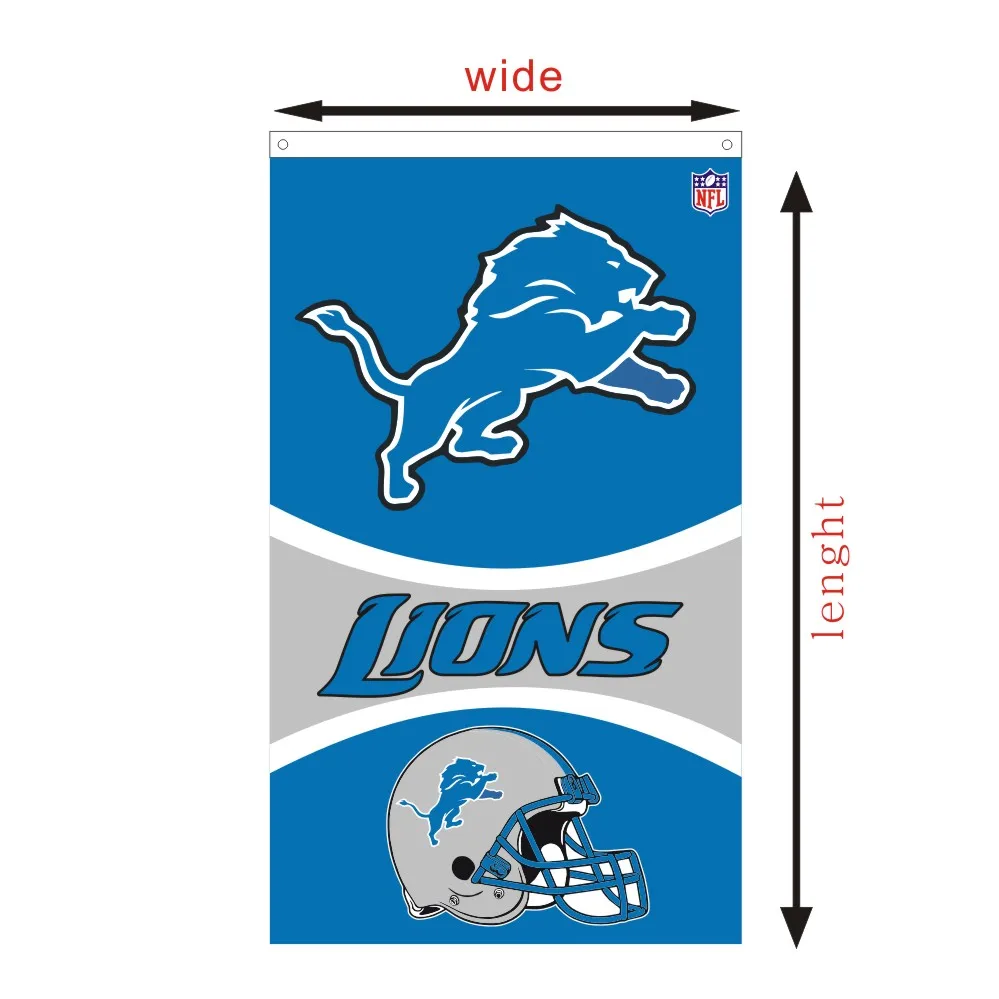 Detroit Lions flags custom NFL race flying and banners size 3X5FT printed without flagpole | Дом и сад