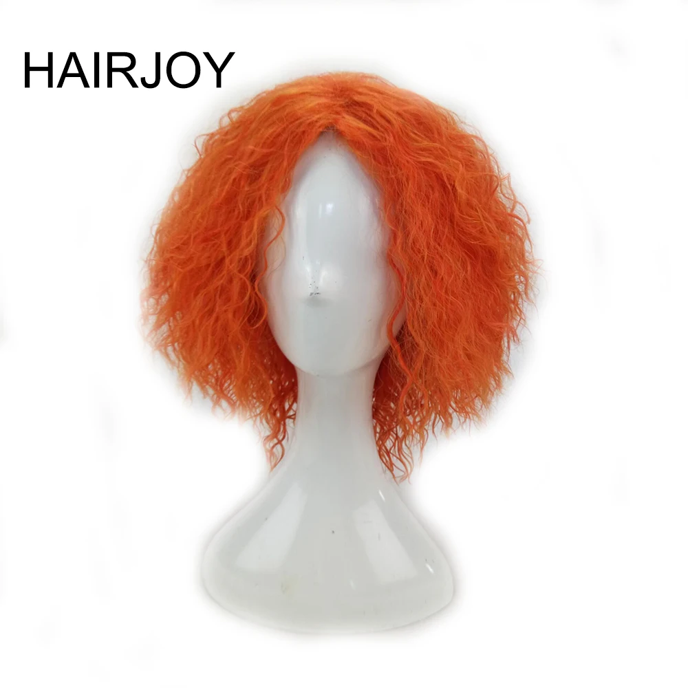 

HAIRJOY Kinky Curly Wig Synthetic Hair Woman Medium Length Orange Cosplay Wigs High Temperature Fiber Free Shipping