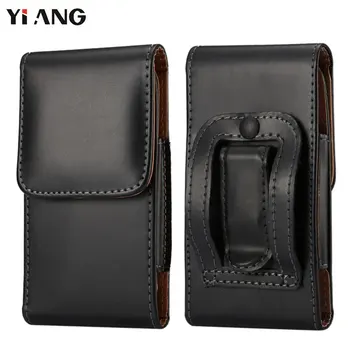 

YIANG Fashion Men PU Leather Waist Packs Phone Pouch Bags Hook Loop Belt Clip Case Waist Bag Black Mobile Phone Bags 6 size