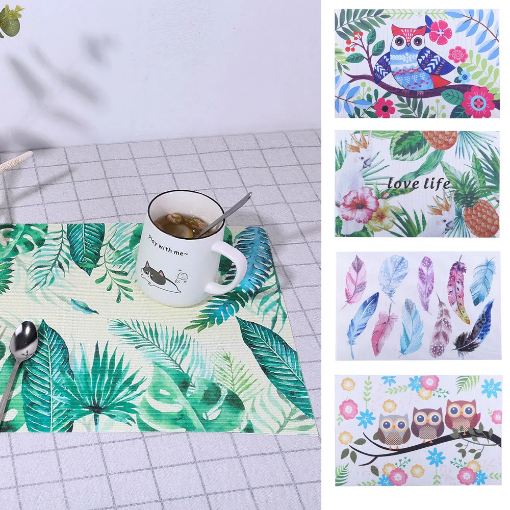 

Kitchen table mat colorful pattern placemat compatible with interwoven insulated washable table mat L524