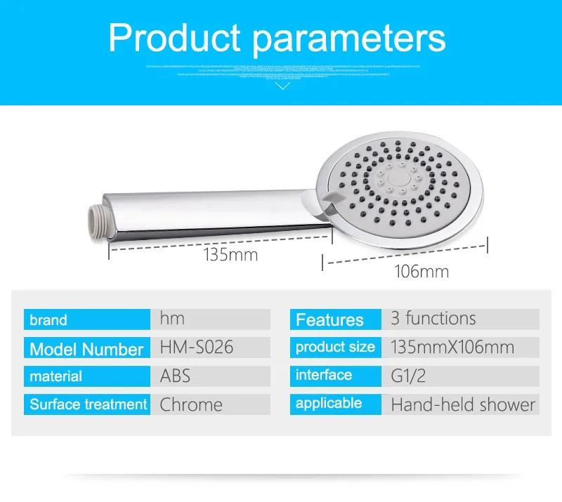 Hand Shower Head,3 Function Chuveiro Douchekop,Mist Showerheads,Multi-Function Three Water Round Handheld Shower Sprayer (6)