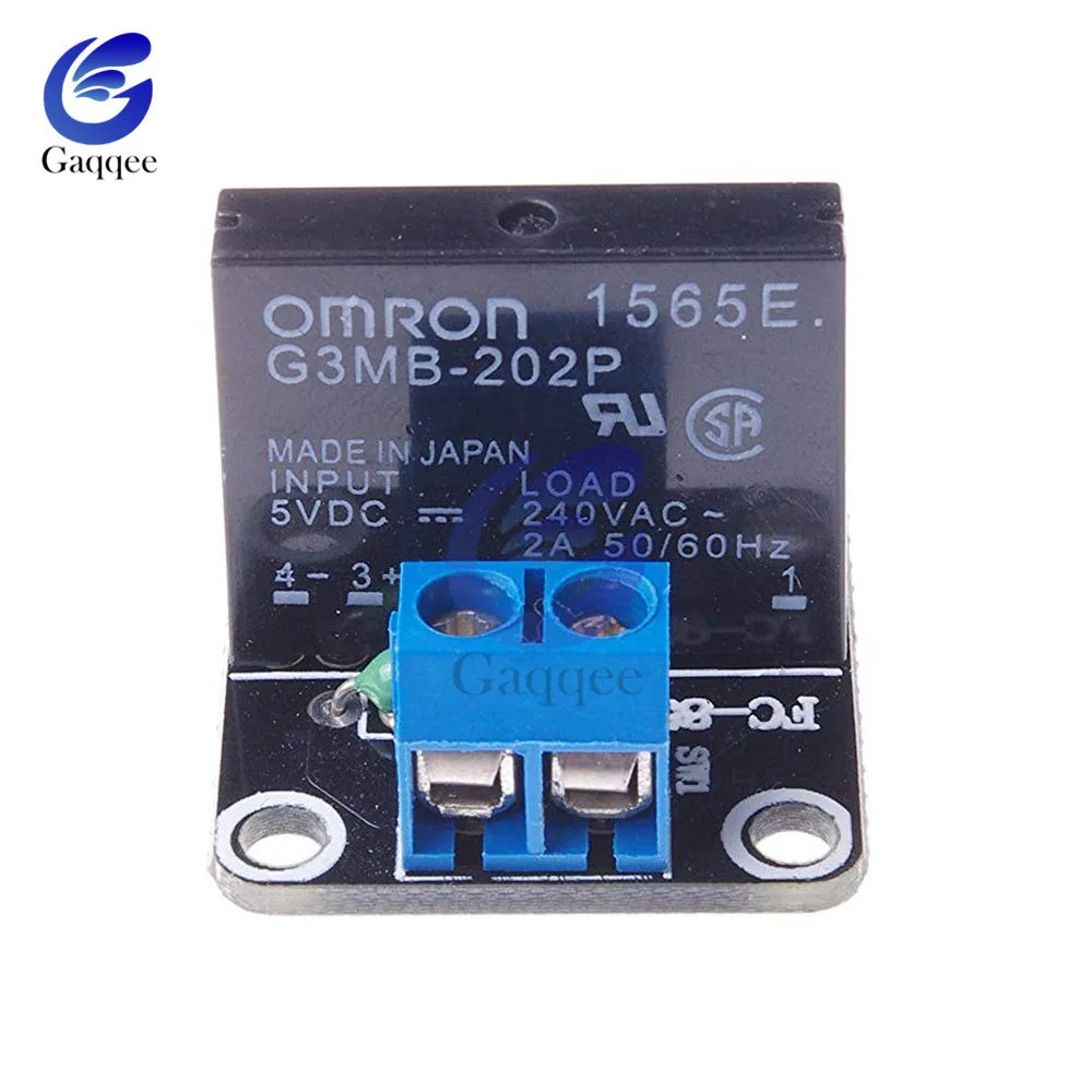 

DC 5V 1 Channel Relay Shield G3MB-202P High Level Trigger SSR Solid State Relay Module Board with Resistive Fuse for Arduino