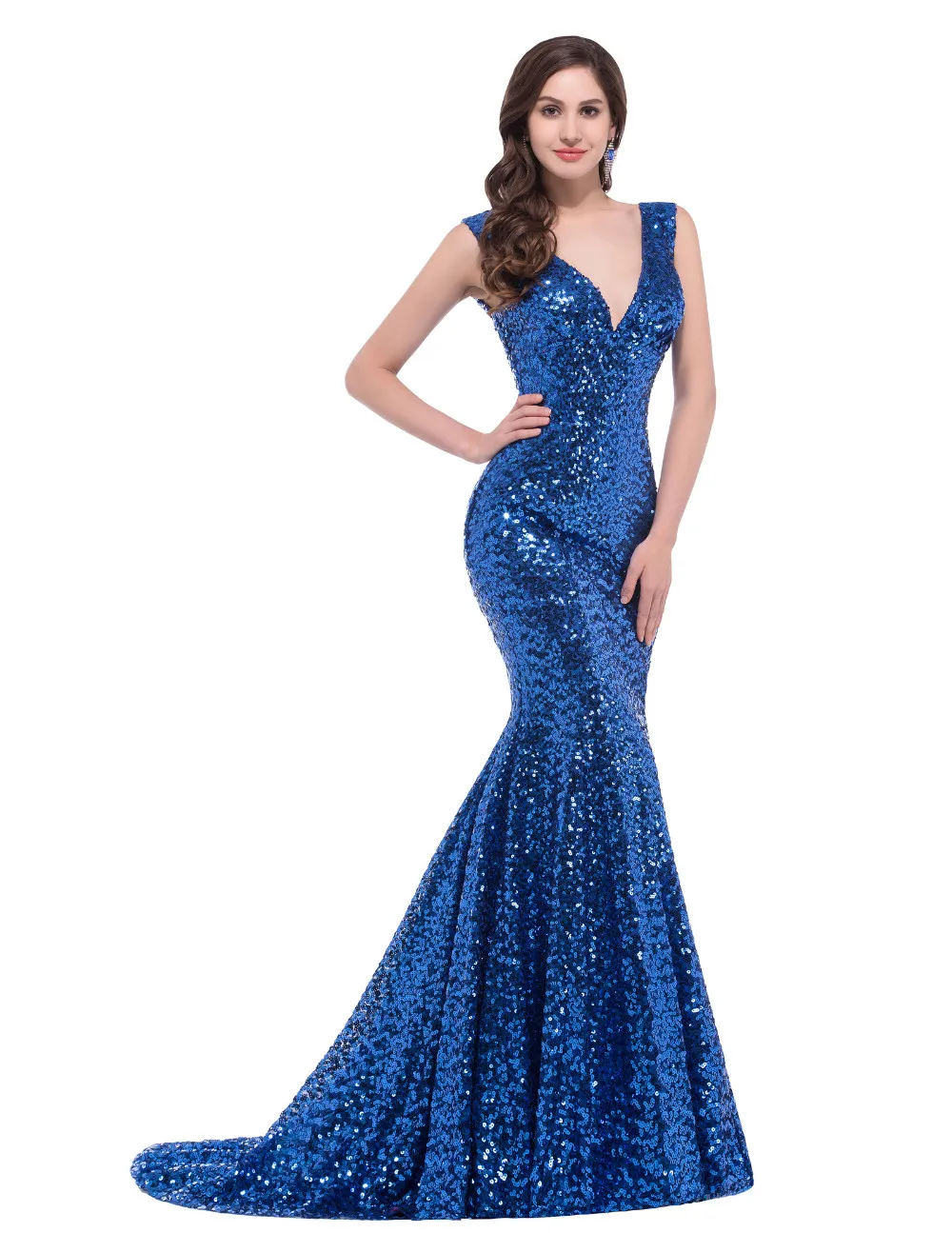 Cheap Long Red Sequin evening dresses 2016 robe de soiree longue