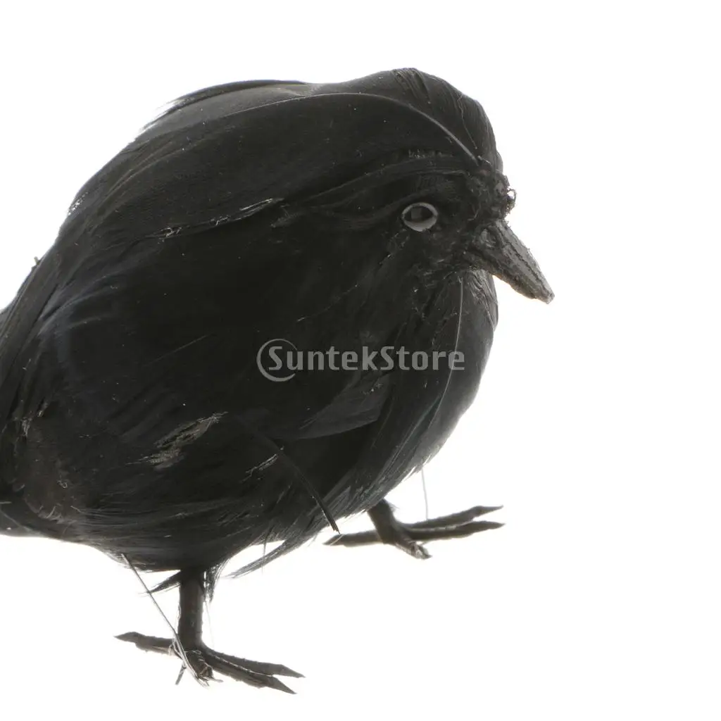 MagiDeal Black Feathered Simuloation Fake Crows Birds Ravens PhotoProps Halloween Tree Decorations
