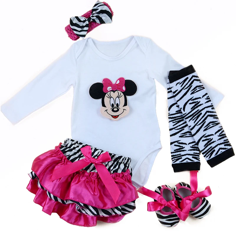 

5pcs/Set Newborn Clothing Set for Baby Girls Mouse Long-sleeve Romper Princess Tutu Dress/Jumpersuit 1st Birthday Outfit 0-2Y