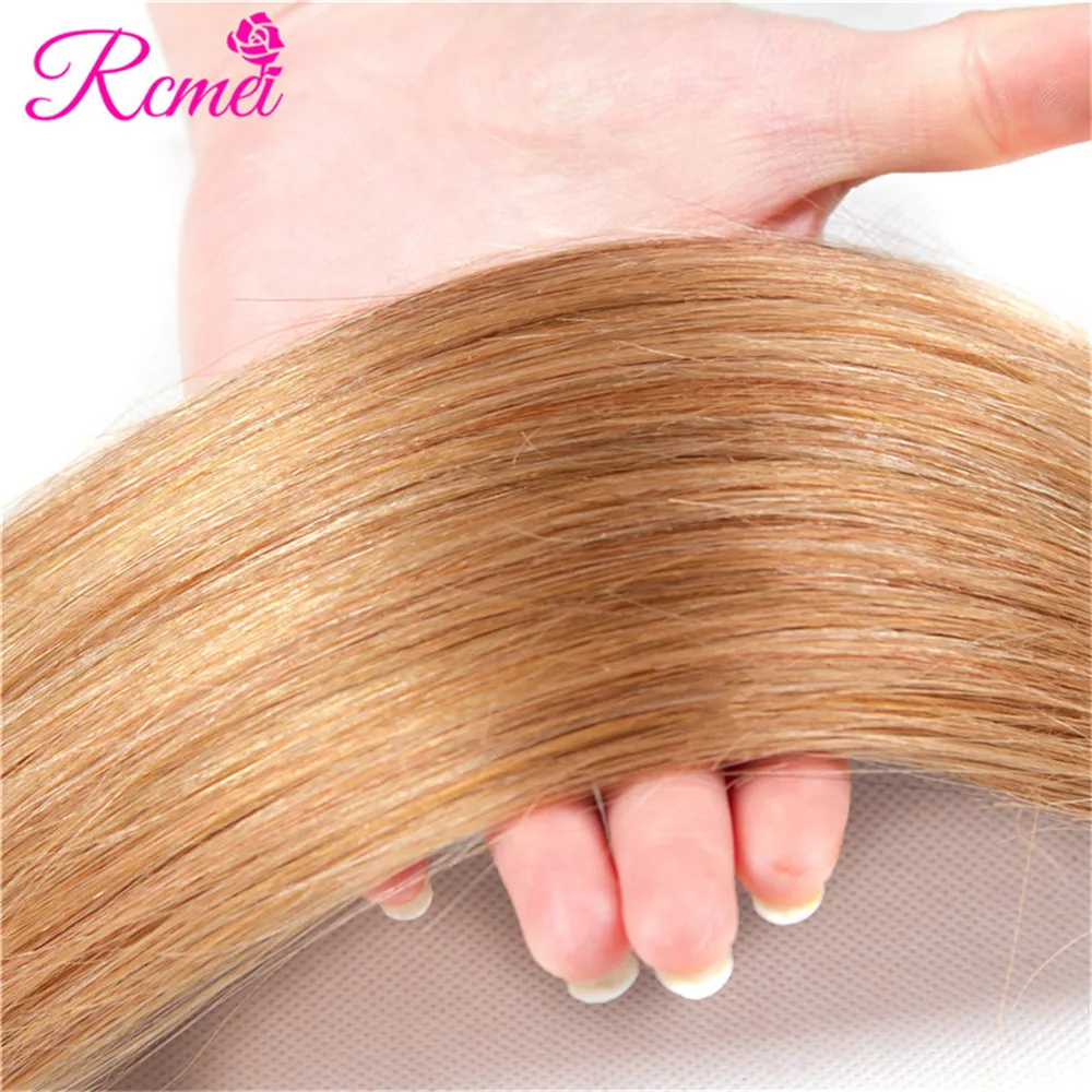 Rcmei Ombre Human Hair Bundles Straight Hair 1B/27 Honey Blonde Weave Bundles Two Tone Colored Brazilian Non Remy Hair Extension