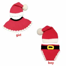 Baby boy and girl's Santa Claus clothes lovely party gift hand-knitted baby photo props santa baby
