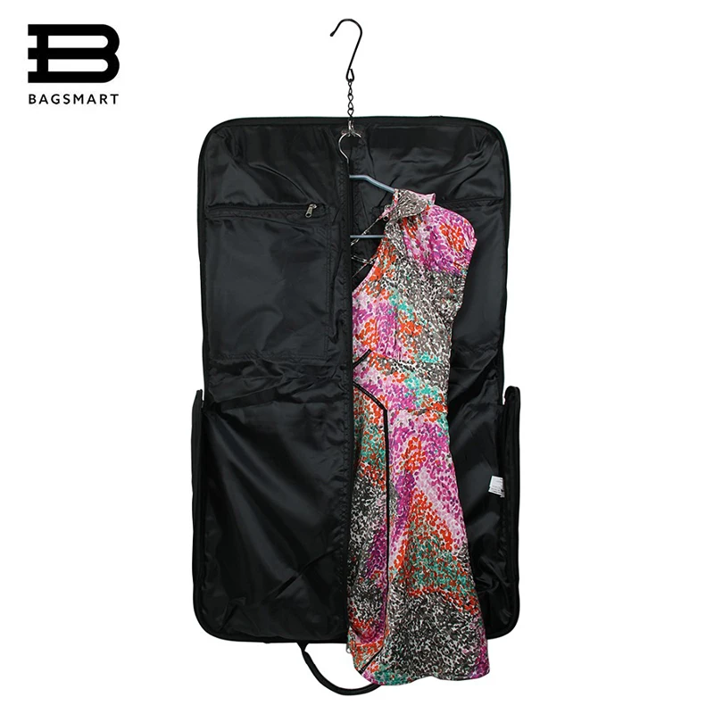 BAGSMART Black Nylon Business Dress Garment Bag With Handle Clamp