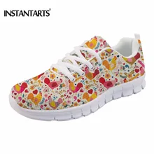INSTANTARTS Adorable Chicken Pattern Sneakers for Women Air Mesh Breathable Female Casual Lace Up Flats Woman Animal Flat Shoes INSTANTARTS Adorable Chicken Pattern Sneakers for Women Air Mesh Breathable Female Casual Lace Up Flats Woman Animal Flat Shoes