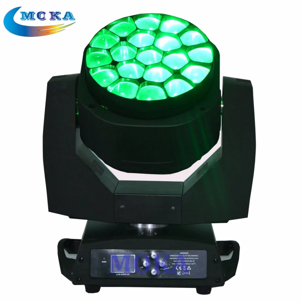 Etap Led Moving Head Powiększ 19x15 W RGBW Bee Oczu Led Disco Światła Led Moving Head Spot Light W Przypadku Lotu