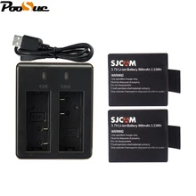 2Pcs SJ4000 battery+USB mini Dual charger for SJCAM SJ5000 SJ5000X SJ8000 SJ7000 M10 Explorer Eken H9 H8 4k Action camera