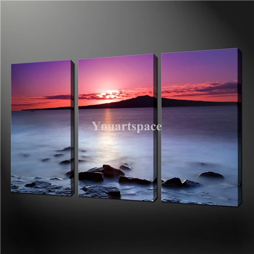 3 piece wall art painting print on canvas the picture purple sunset