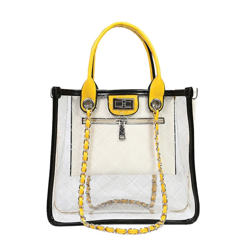 

brand design Women Handbags Transparent Shoulder Bag Quilted Plaid Chain Crossbody Bags Female Tote Beach Bags Bolsa Feminina