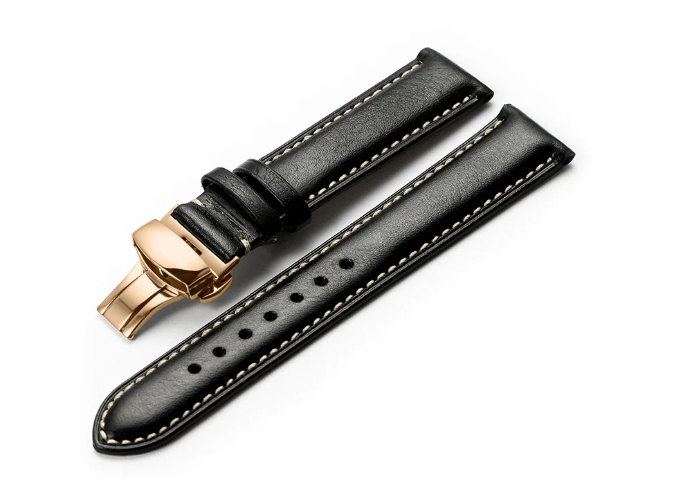 CHIMAERA ремешок для часов 18 мм 19 мм 20 мм 21 мм 22 мм кожаный ремешок для часов Omega Breitling Tissot Seiko - Цвет ремешка: Black with tan