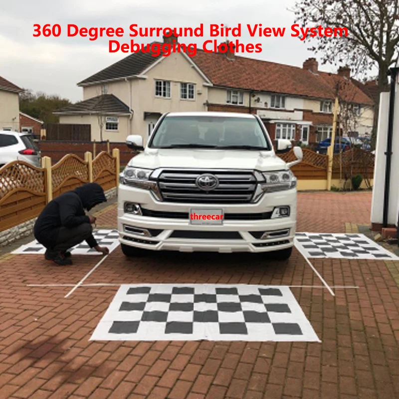 

Fabrics Car Camera Correction Calibration Cloth for 360 Degree Surround Bird View Panoramic DVR System Debugging 4PCS/Pack