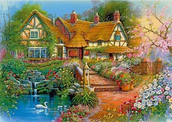 

Full Square&round Drill 5D DIY Diamond Painting Country cottage 3D Embroidery set Cross Stitch Mosaic Decor gift