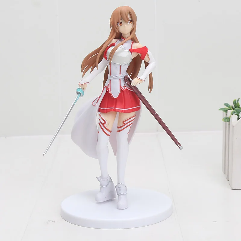 Аниме SQ Sword art online Asuna(белый цвет вер.) Коллекция фигурка модель игрушки 18 см - Цвет: White in bag