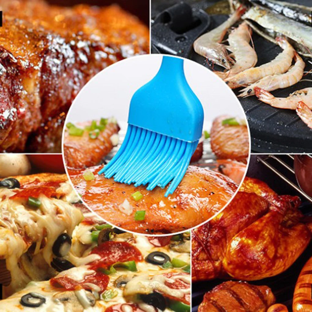 BBQ Grill Mats Barbecue Pad Oil Brush Silicone Scraper Set Reusable Non Stick Hot Plate Mat Baking Microwave Oven Accessories