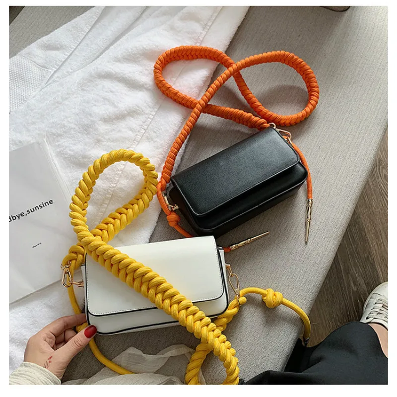 

Women Messenger Bag Simple 2019 New Famous Brand Designer Handbag Fashion Small Square Small Crossbody Bag Braided Shoulder Bag