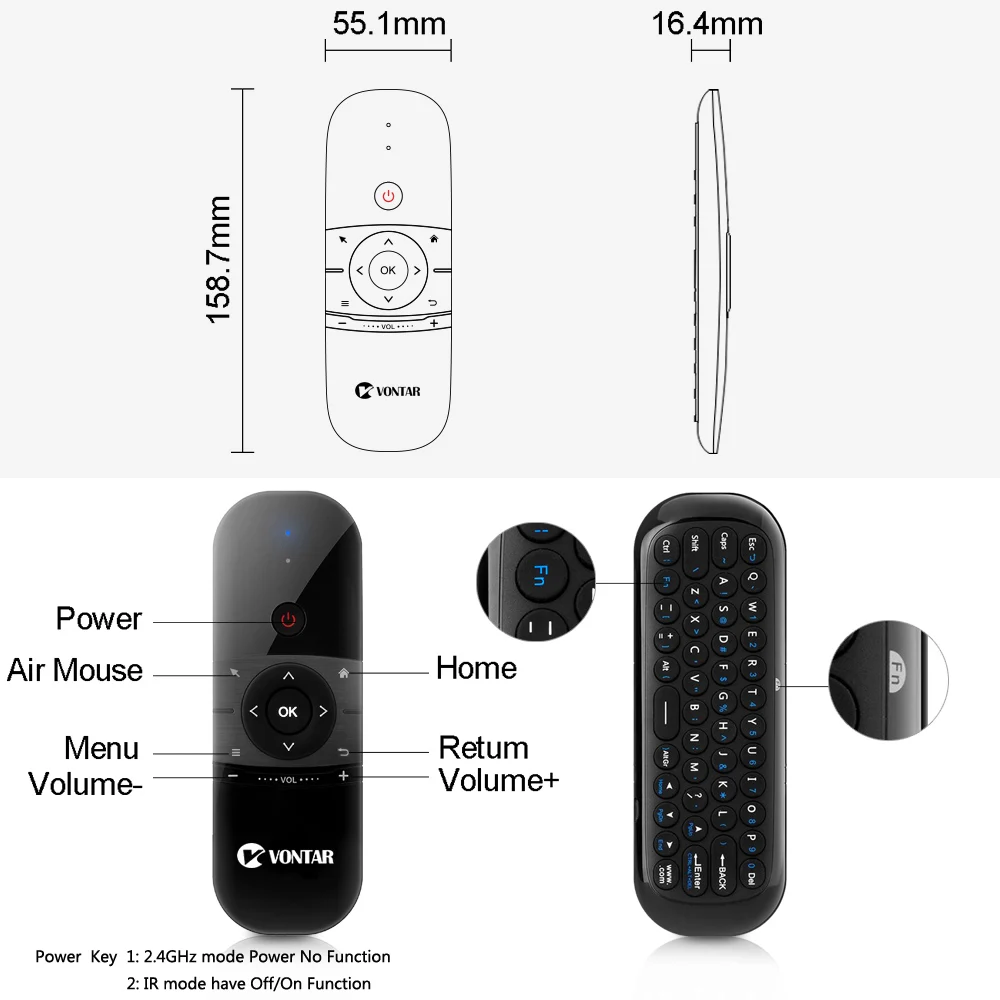 Беспроводная клавиатура VONTAR Air Mouse Гироскопический датчик 2 4G дистанционное