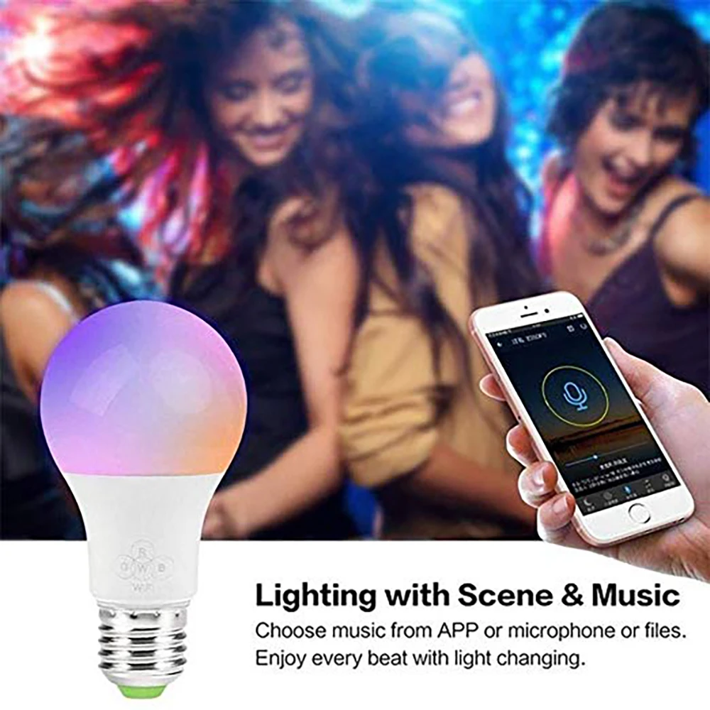 Умная лампа WIFI 4 5 W E27 RGB с регулируемой яркостью умная Светодиодная дистанционным