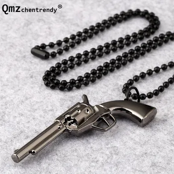 

Stainless steel Trendy Hip Hop revolving pistol Pendants Necklace Titanium Steel Rapper Gun Necklace Mens Fashion Jewelry