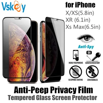 

VSKEY 10pcs 2.5D Privacy Tempered Glass For iPhone X/XR/ XS Max Screen Protector Full Cover Anti Glare Protective Film
