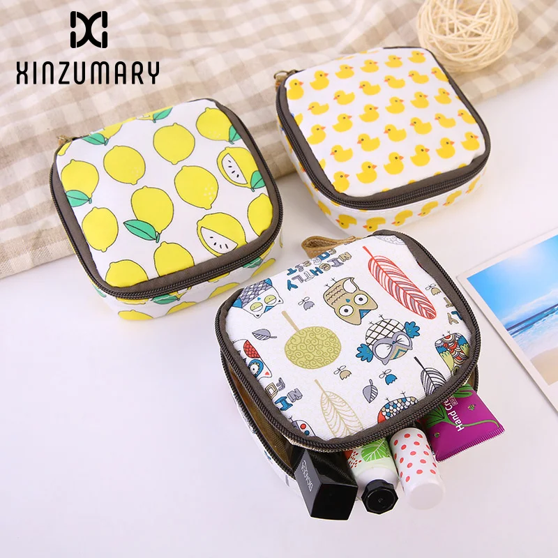 

Summer Owl Fox Duck Print Pattern Purses Casual Lady Money Bag Reusable Menstrual Pad Women Makeup Bag cosmetic bag beauty case