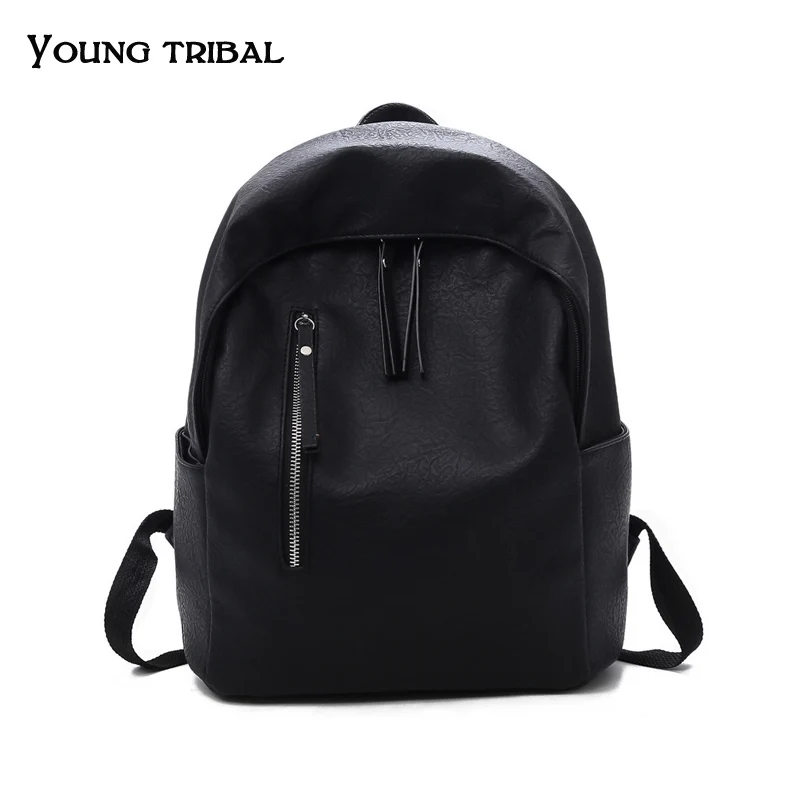 

2018 new fashion British style junior high school student bag schoolgirl leisure shoulder bag pure color PU Travel Backpack