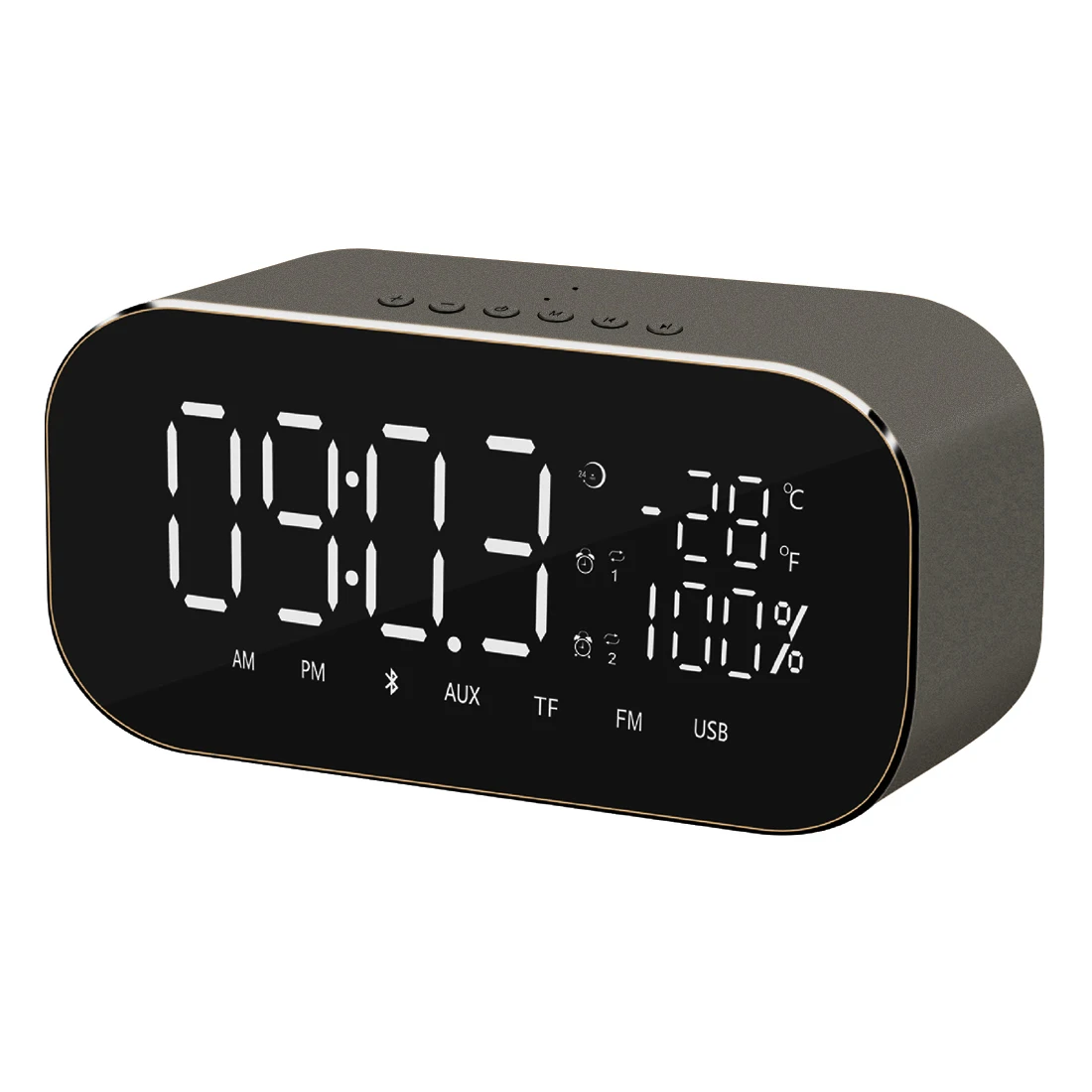 Цифровой светодиодный Будильник Повтор ночные огни температура настольные часы с fm-радио USB Bluetooth динамик Despertador домашний декор - Цвет: Gun Gray
