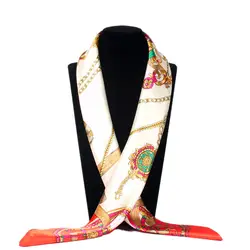 2018 женские Модные модные Атлас шарф женский Шелковый Чувство печати квадратный Smooth шаль Обёрточная бумага шарфы 4 цвета 90*90 см