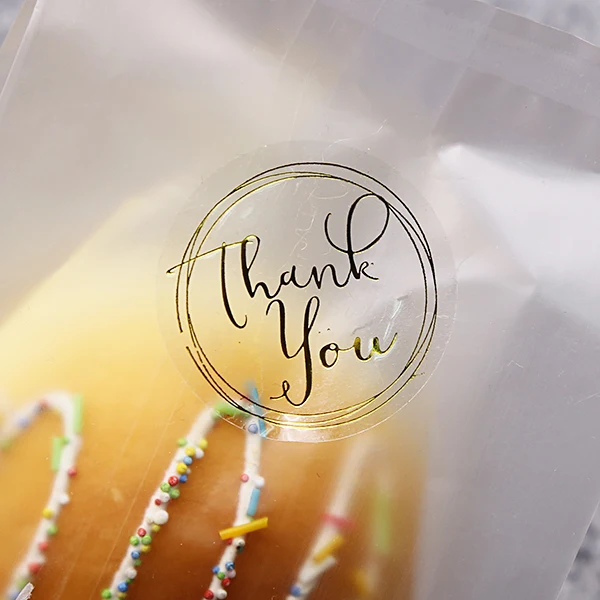100Pcs/Lot Dia:3.5cm Round Transparent Design Thank You Seal Stickers DIY Deco Gift Sticker Label Stationery Supplies (ss-1600)