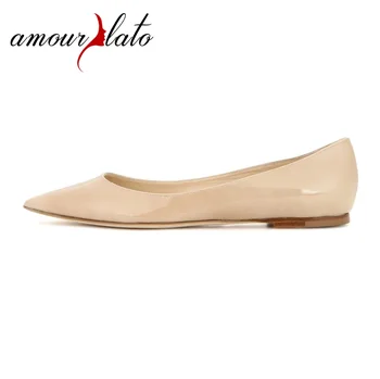 

Amourplato Women's Handmade Pointed Toe Ballet Flats Solid Plus Size Ladies Loafers Comfortable Slip On Ballerinas Shoes Size