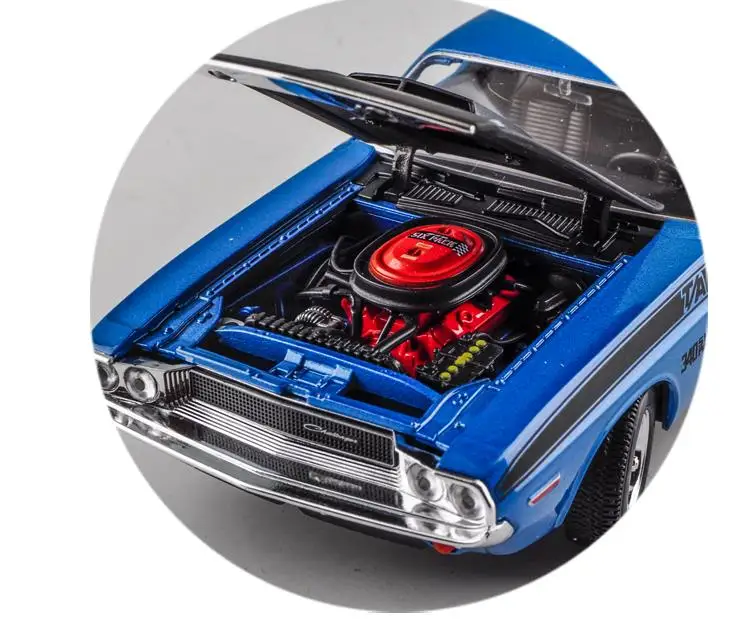 Dodge Challenger 1970 мышцы Ретро Спорт, 1:24 передовая игрушечная машинка из сплава, Коллекционная модель