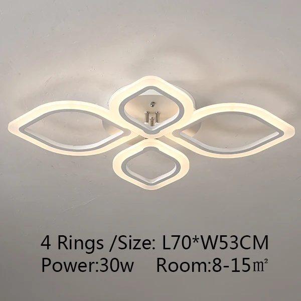 Creative Simple led chandeliers ceiling Modern Chandelier for living room lights Bedroom light fixtures led chandelier lighting - Цвет абажура: 4 Rings  L70xW53CM