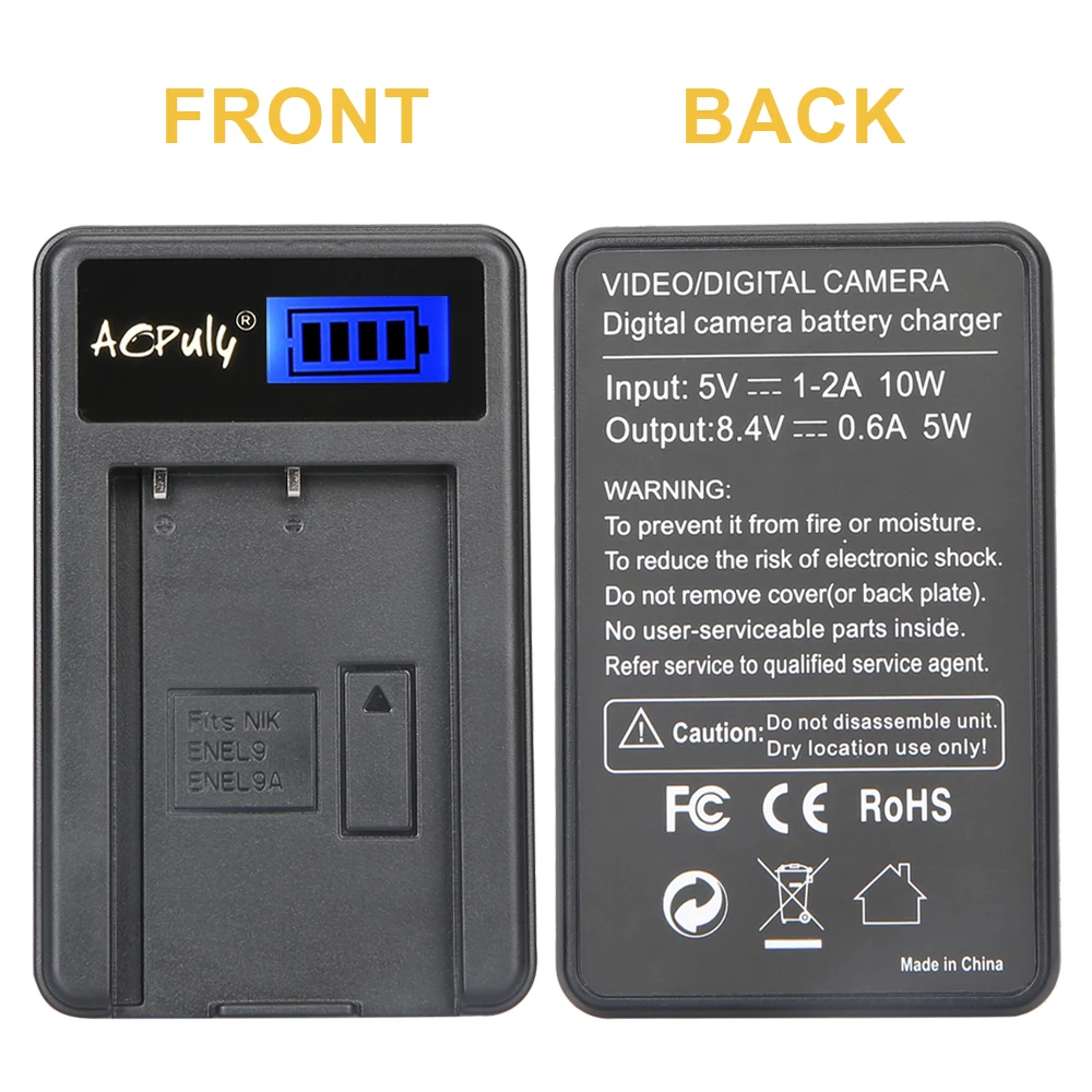 1300mAh, 7.4V, Lithium-Ion Replacement for Nikon EN-EL9 Digital Camera Battery and Charger Charger with Car /& EU Adapters 2X Pack Nikon D40 Battery