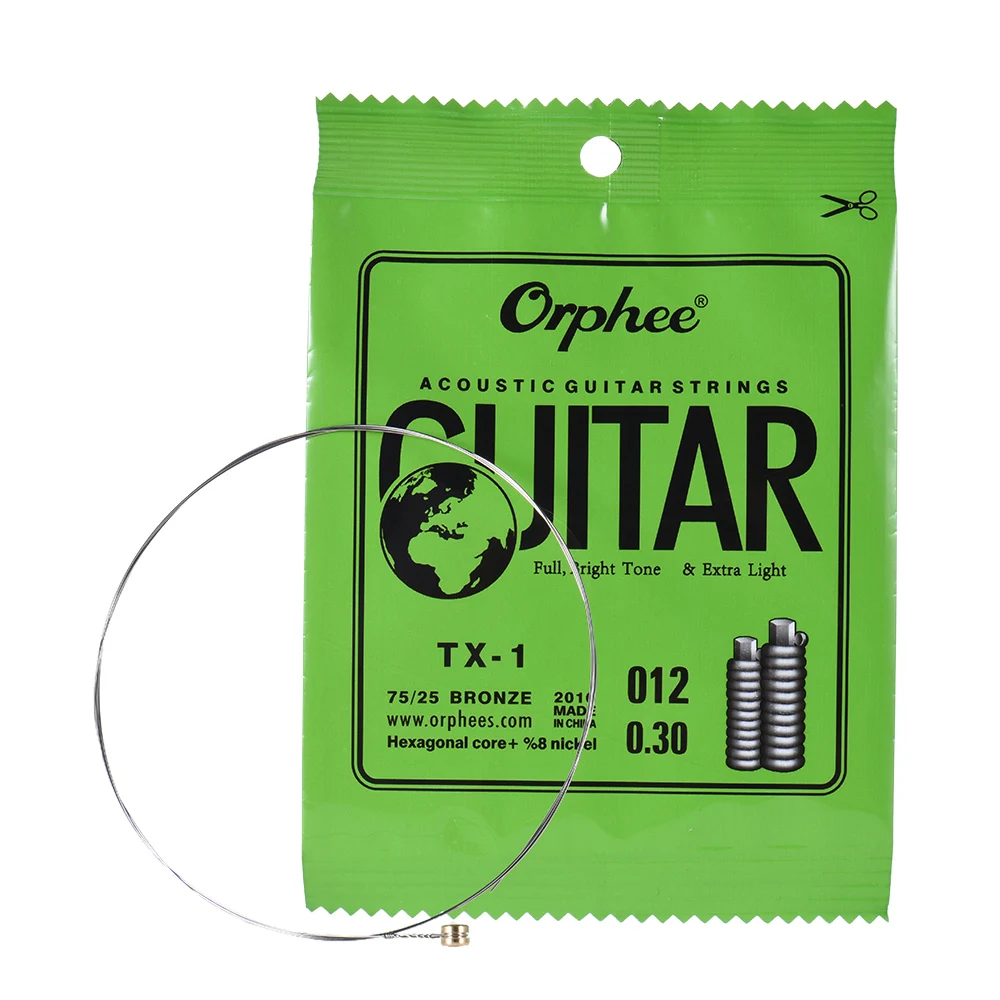 Orphee TX-1 одинарные Сменные Струны для акустической фольклорной гитары 1st E-String(. 010) сердечник из высокоуглеродистой стали, 10 шт. в упаковке