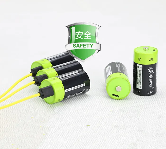 

Cncool 2pcs 1.5v Lithium li-polymer 3000mAh C size rechargeable battery USB C type Li-ion powerful battery + USB charging cable