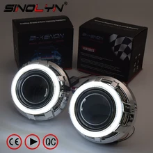 SINOLYN 3.0 Pro HID Bi xenon Lenses Headlight Car Projector Lens COB LED Angel Eyes Halo DRL Headlamp Retrofit DIY Car-styling