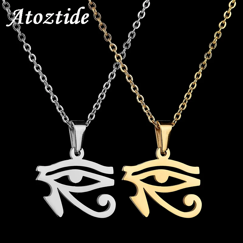 Atoztide Ancient Evil Eyes Of Horus Pendant Necklace For Women Men Egyptian Stainless Steel Chain Amulet Jewelry Gift | Украшения и