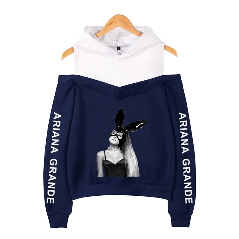 Ariana Grande Sweatshirt Dangerous Woman Tour Hip Hop Hooded Off-Shoulder Hoodie Women Clothes Harajuku Girl Hoodies Sweatshirts