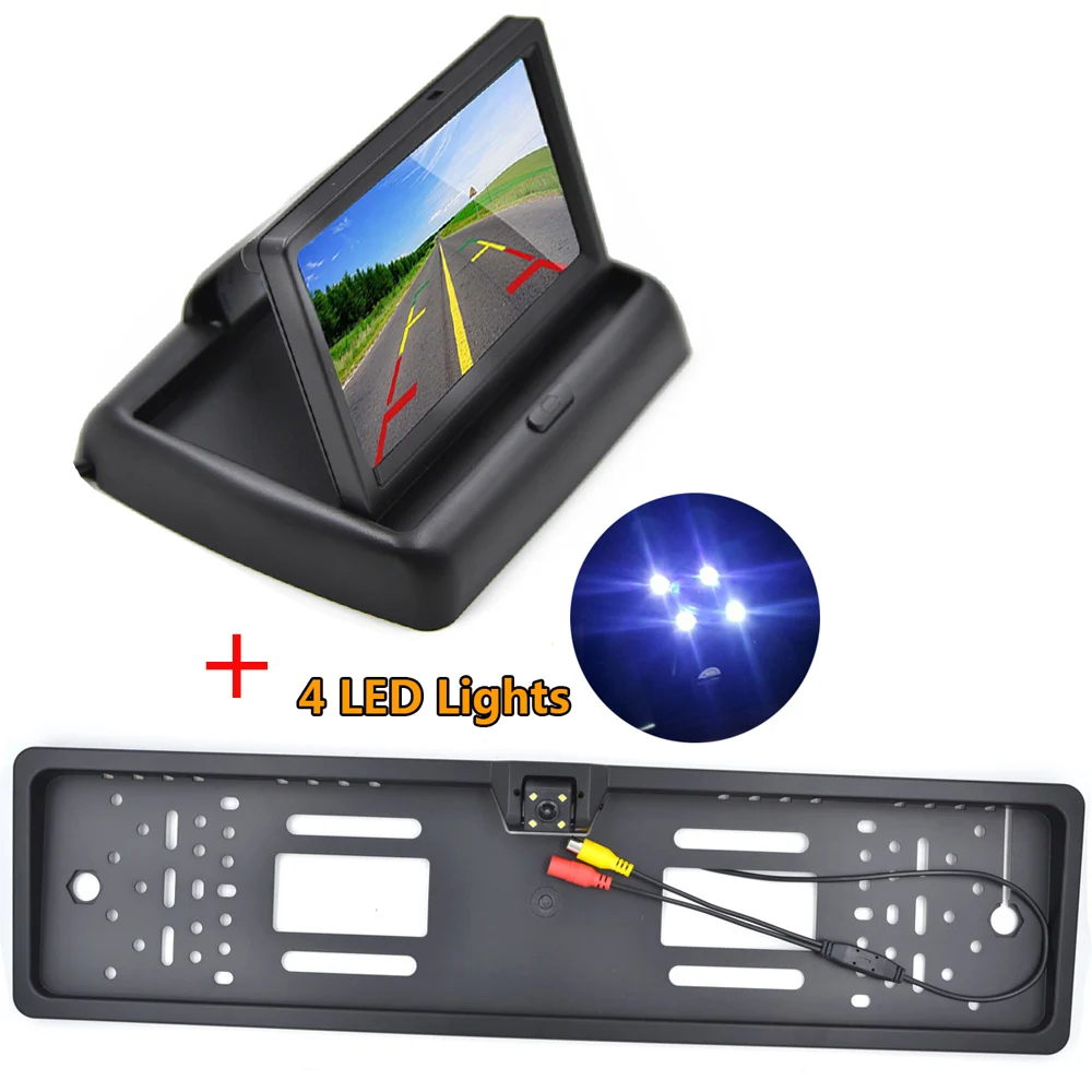 

Car Rear View Mirror Monitor 4.3 inch Parking Rearview Monitor Night Vision EU Plate Frame Reverse Camera Rear view camera