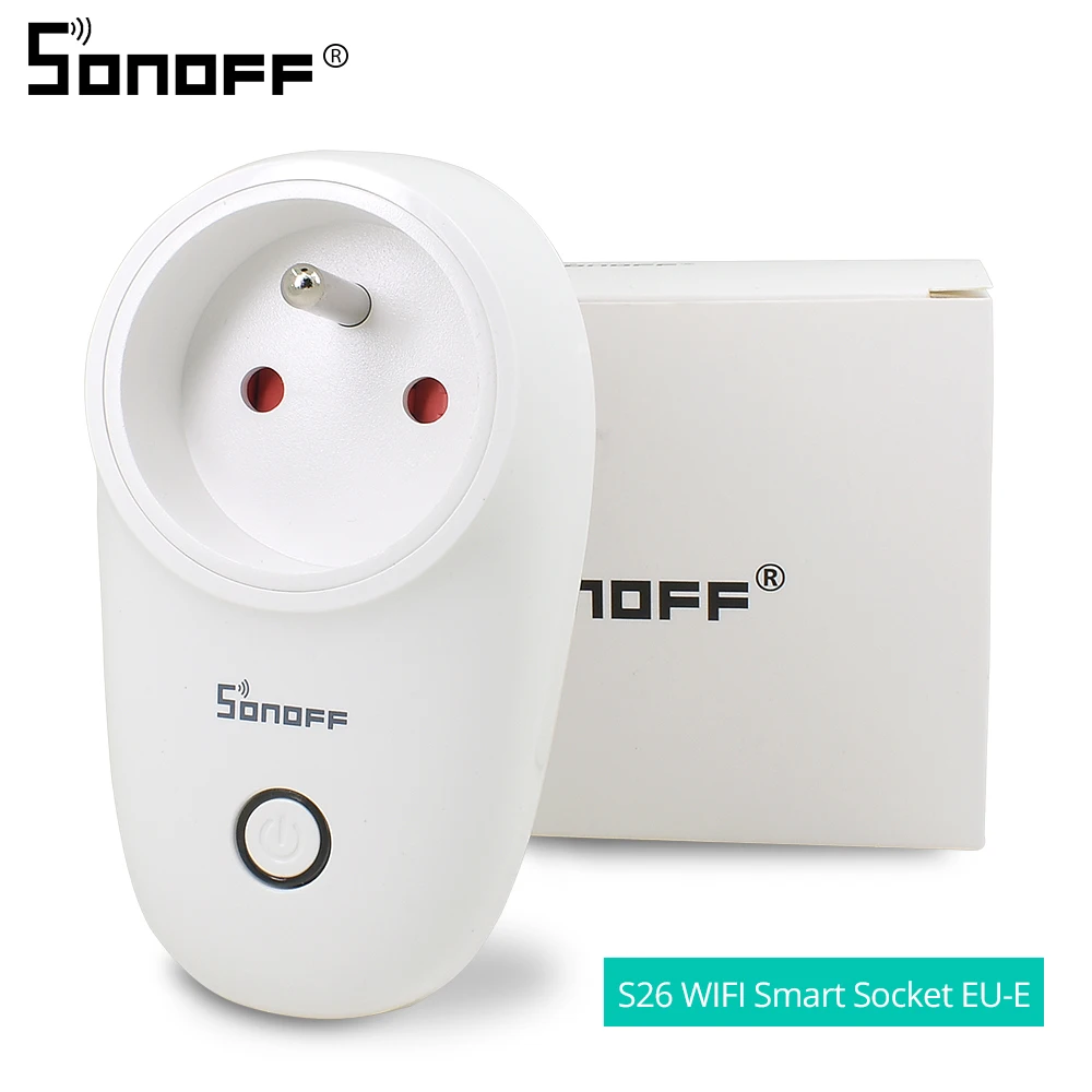 Sonoff S26 WiFi умная розетка ЕС вилка Беспроводные Розетки Питания умный дом переключатель работа с Alexa Google Автоматизация