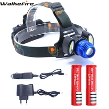 7000Lm светодиодный налобный фонарь T6+ 2COB светодиодный фары фара освещение для кемпинга, охоты+ переменного тока и автомобильное зарядное устройство и 2*18650 батарея