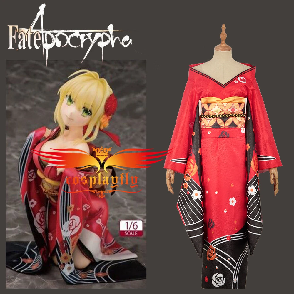 FATE/Extella Red Saber Nero кимоно для девочек халат платье Ютака сексуальный нарядный