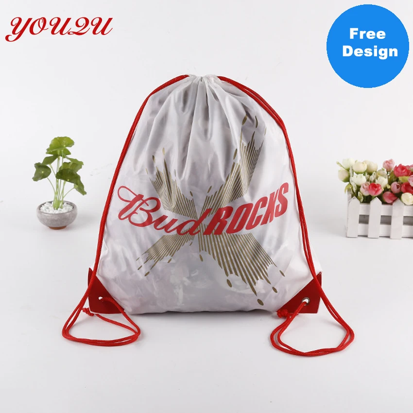 

customize Large polyester bag Printing Drawstring Bag own logo welcome