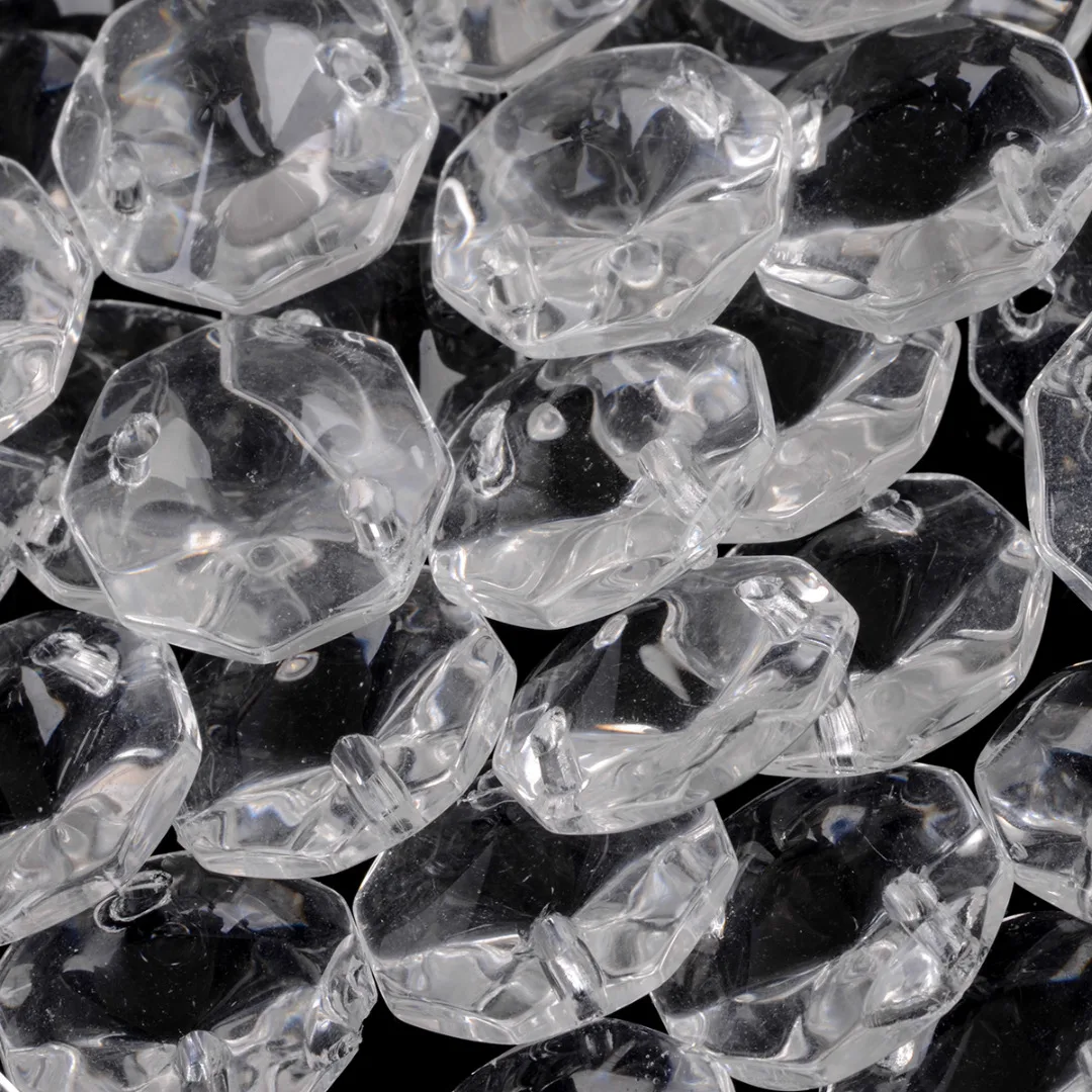 50pcs/set 14mm Crystal Beads Clear Octagonal Beads Pendant Decoration  Luster Crystal Glass Prisms Chandelier Crystal Parts