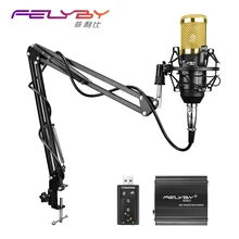FELYBY профессиональный микрофон BM 800 конденсаторный микрофон Pro Audio Studio вокальный Запись микрофон KTV Караоке металлический амортизатор